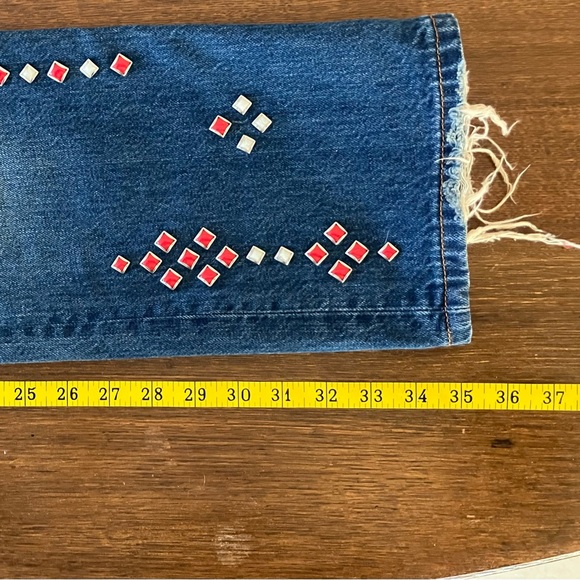 Levi’s 501, Rare Cream & Red Enamel Studded Straight Jeans - Picture 5 of 12